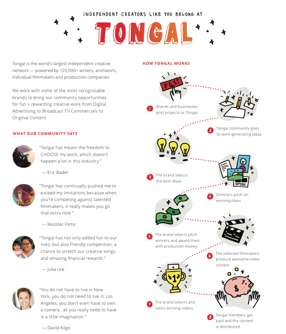 Tongal is for creative freelancers
