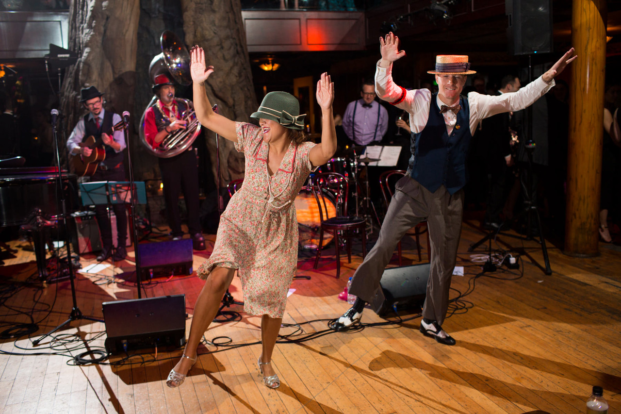 A jazz band and dancers keep the crowd entertained inside Clifton's at Tongies V