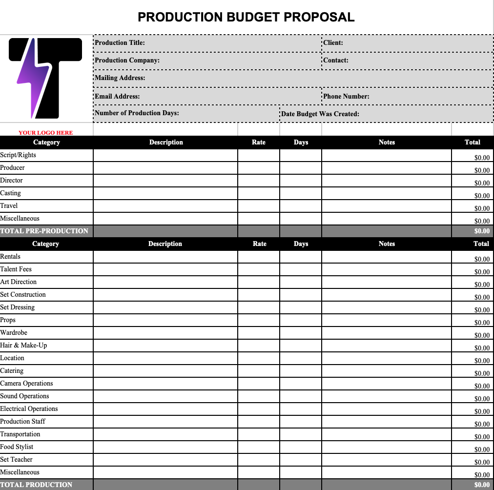 Video Production Budget Template Collection Video Production Budget Template Collection